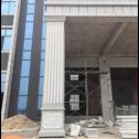 太原 芝麻白光面花岗岩门楼大柱（罗马柱）配雕花底座