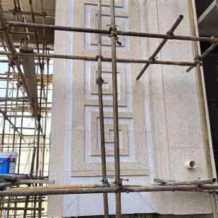 太原 黄金麻花岗岩别墅外墙干挂回纹造型效果