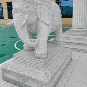 太原 白麻花岗岩动物异形石雕-大象