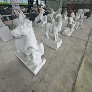 太原 芝麻白花岗岩造型立体雕刻——十二生肖