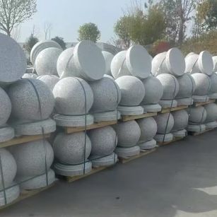 太原 白麻花岗岩石材圆球，石球，挡车球，隔离球，景观石球，风水球等