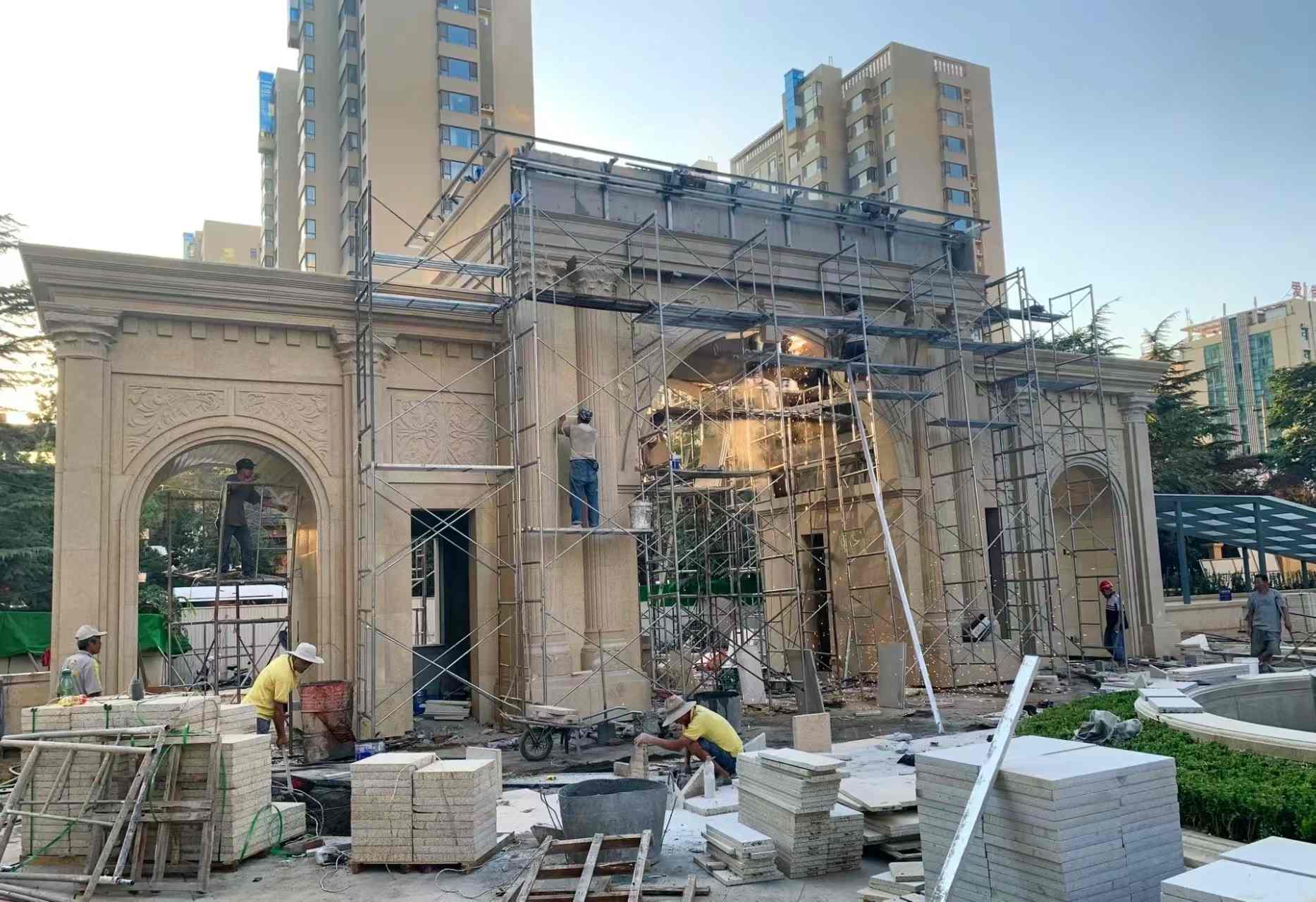 太原 黄金麻荔枝面花岗岩小区门楼外墙干挂